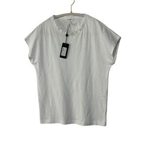 RAG & BONE TOP WOMENS SMALL THE SLUB BACK PLEAT COTTON T-SHIRT WHITE CASUAL NEW